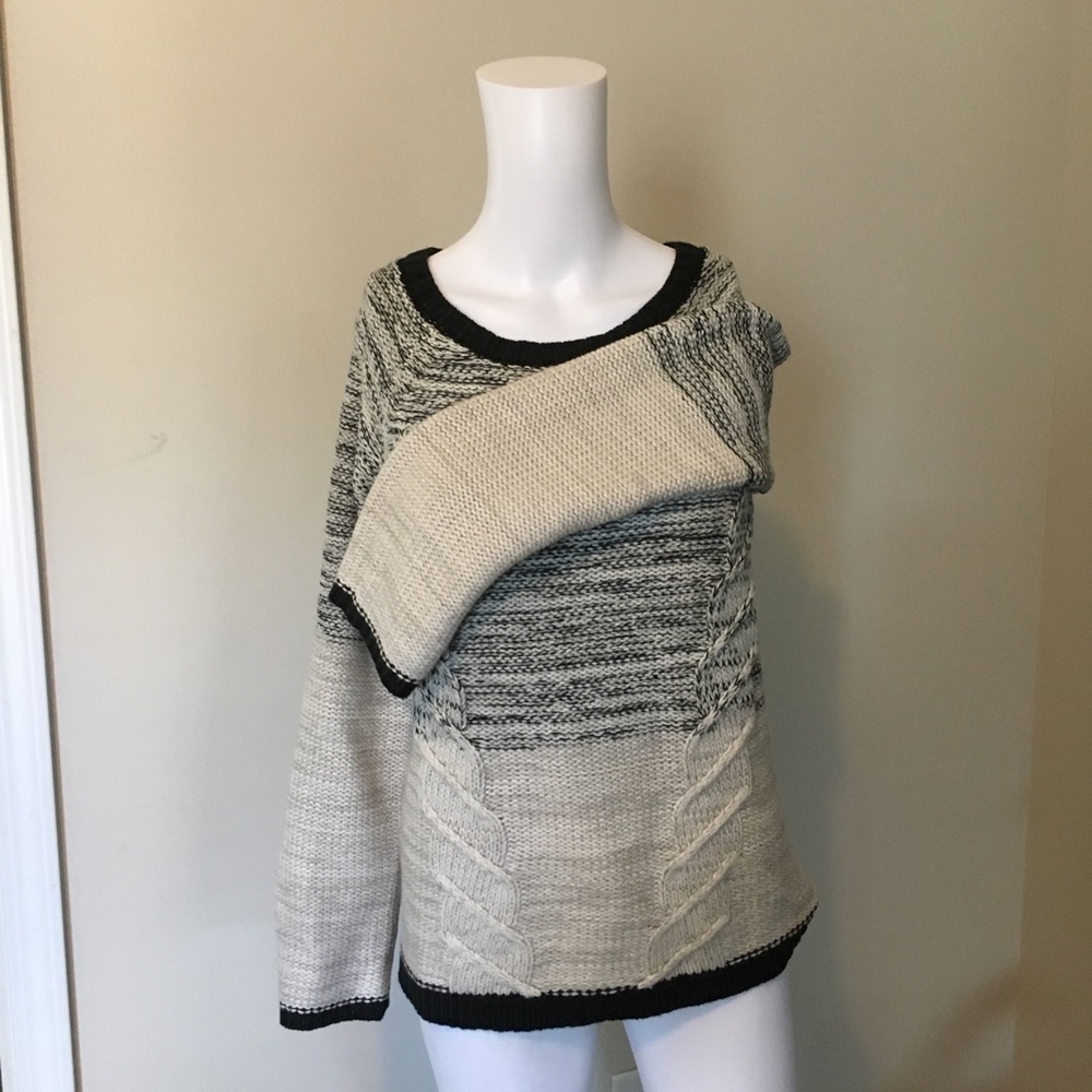 Marled Black and Light Taupe Sweater